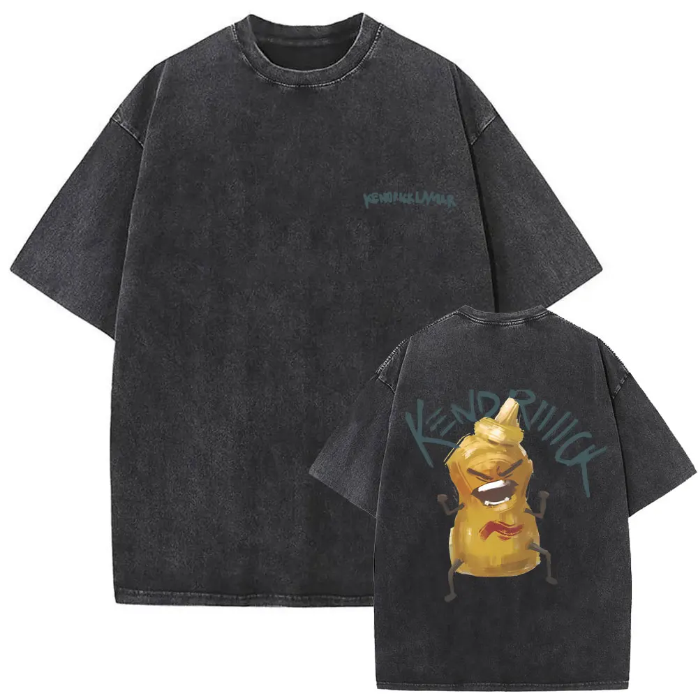 Limited Washed Vintage Rapper Kendrick Lamar DAMN Double Sided Print T-shirt Men Women Hip Hop Fashion Street Oversized T Shirts