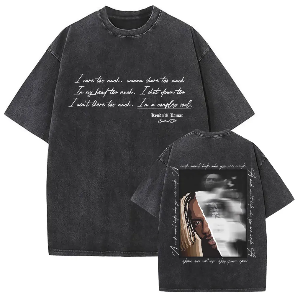 Limited Washed Vintage Rapper Kendrick Lamar DAMN Double Sided Print T-shirt Men Women Hip Hop Fashion Street Oversized T Shirts