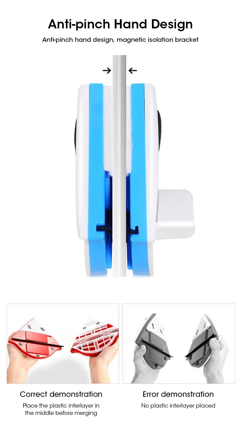 2025 3-8mm Magnetic Glass Window Cleaning Tool Automatic Water Discharge Double-layer Wiper Household Special Window Cleaner