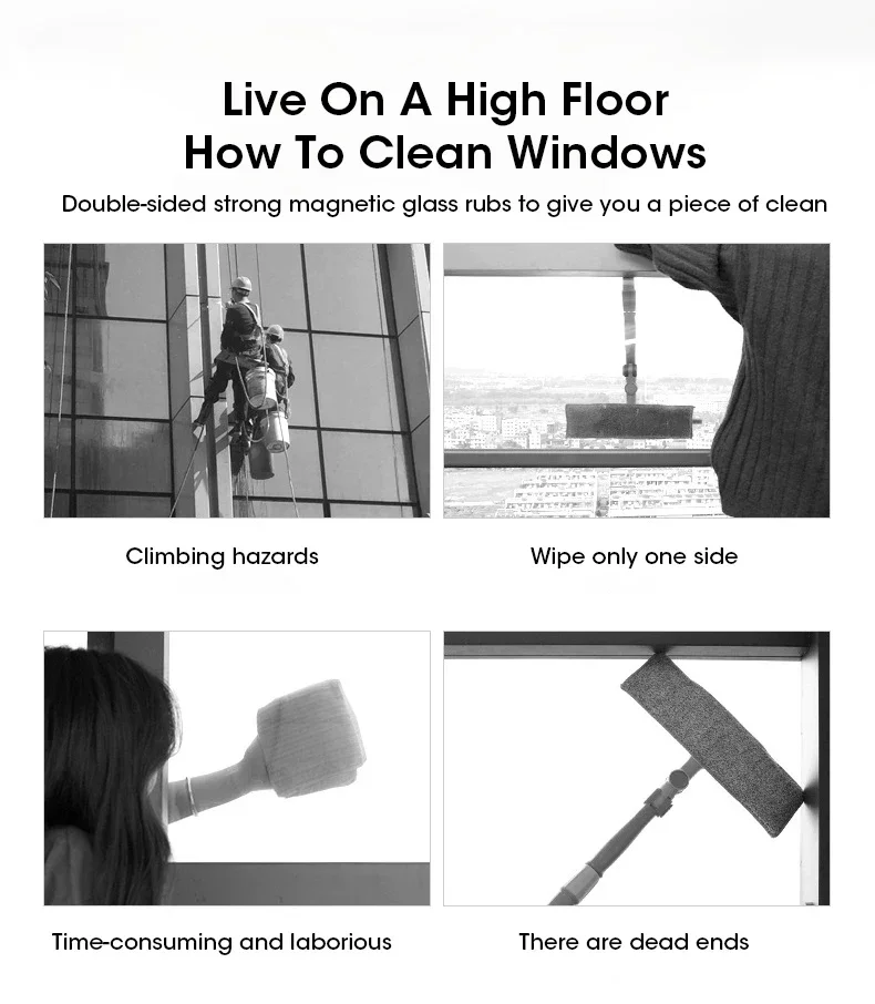 2025 3-8mm Magnetic Glass Window Cleaning Tool Automatic Water Discharge Double-layer Wiper Household Special Window Cleaner