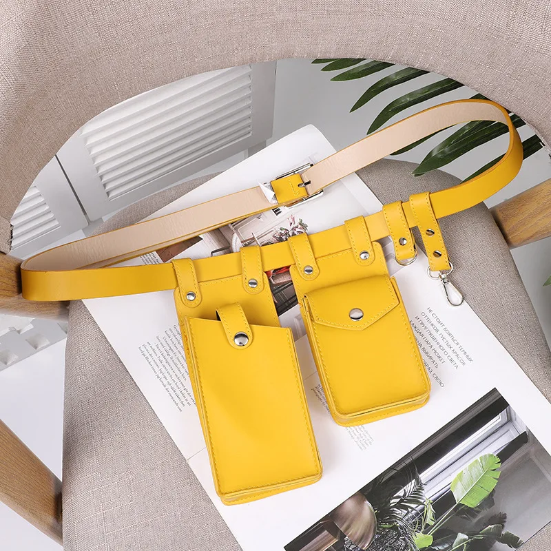Two Piece Locomotive Package New Phone Bags Female Crossbody Fashionable PU Belt Waist Bag Trendy Crossbody Bag
