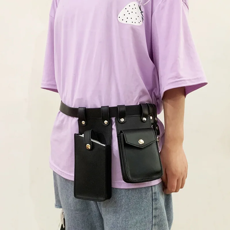 Two Piece Locomotive Package New Phone Bags Female Crossbody Fashionable PU Belt Waist Bag Trendy Crossbody Bag