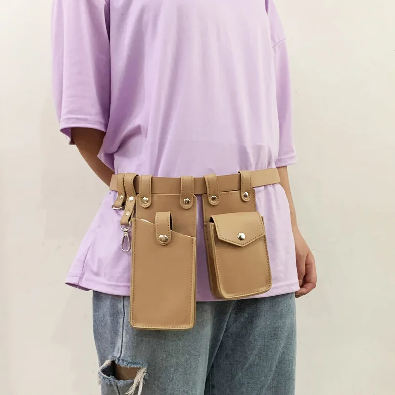 Two Piece Locomotive Package New Phone Bags Female Crossbody Fashionable PU Belt Waist Bag Trendy Crossbody Bag