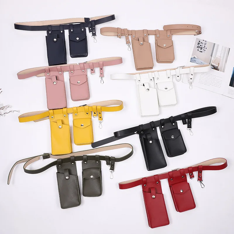 Two Piece Locomotive Package New Phone Bags Female Crossbody Fashionable PU Belt Waist Bag Trendy Crossbody Bag