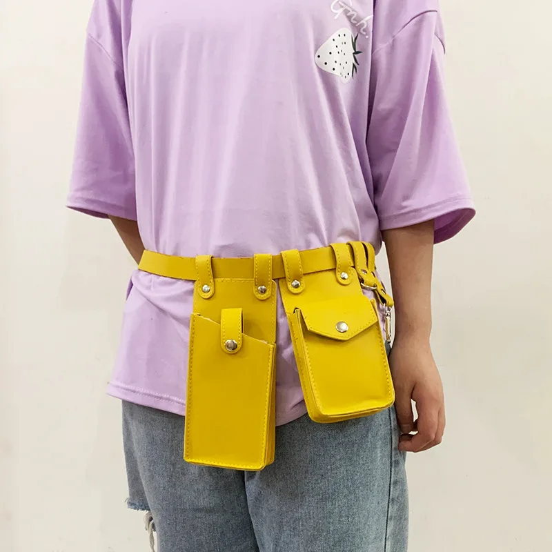 Two Piece Locomotive Package New Phone Bags Female Crossbody Fashionable PU Belt Waist Bag Trendy Crossbody Bag