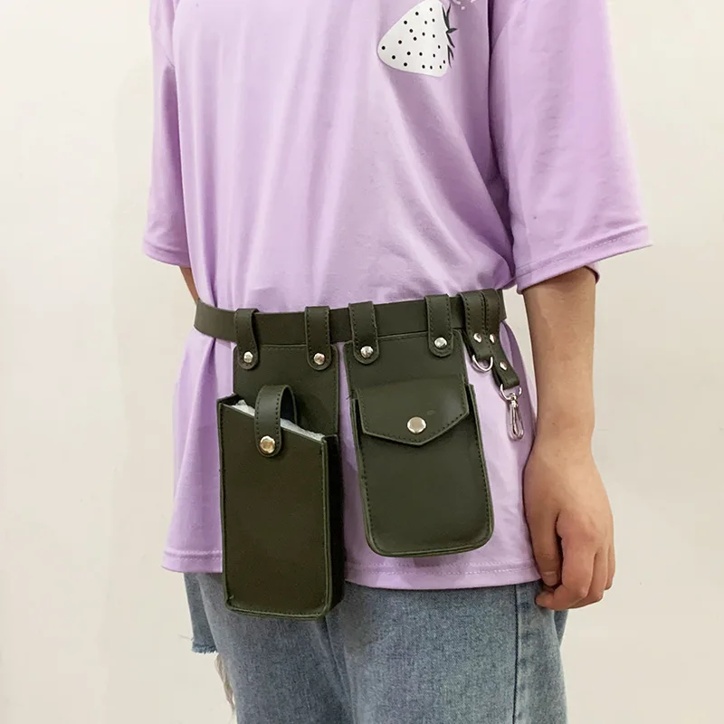 Two Piece Locomotive Package New Phone Bags Female Crossbody Fashionable PU Belt Waist Bag Trendy Crossbody Bag