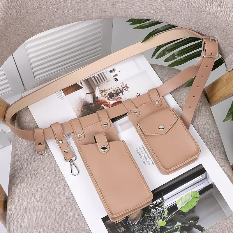 Two Piece Locomotive Package New Phone Bags Female Crossbody Fashionable PU Belt Waist Bag Trendy Crossbody Bag