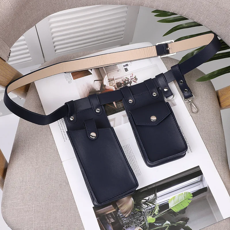 Two Piece Locomotive Package New Phone Bags Female Crossbody Fashionable PU Belt Waist Bag Trendy Crossbody Bag