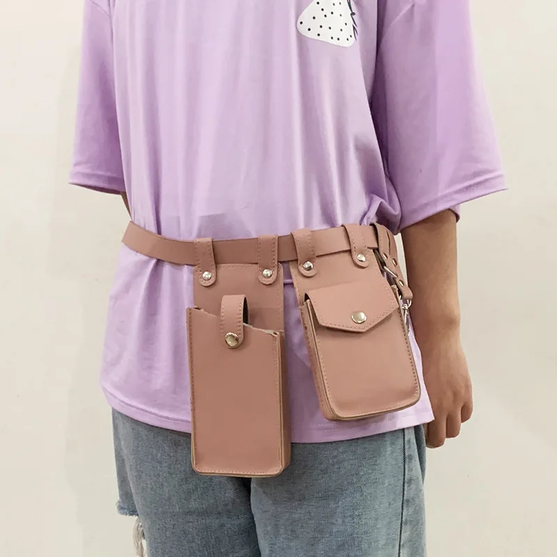 Two Piece Locomotive Package New Phone Bags Female Crossbody Fashionable PU Belt Waist Bag Trendy Crossbody Bag