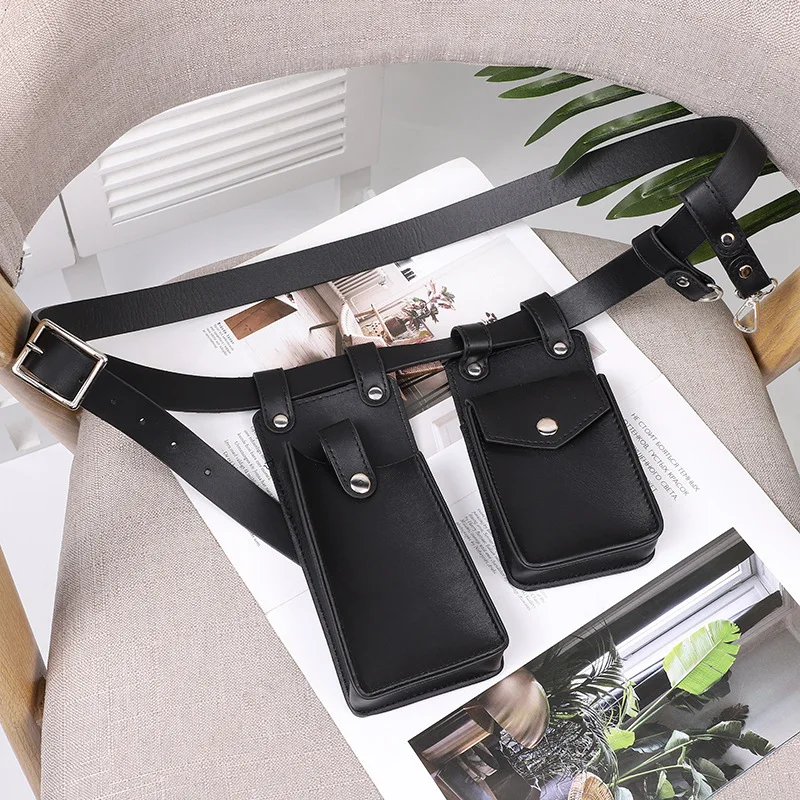Two Piece Locomotive Package New Phone Bags Female Crossbody Fashionable PU Belt Waist Bag Trendy Crossbody Bag
