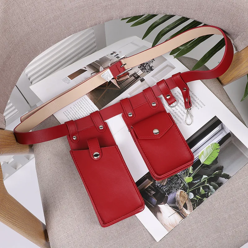 Two Piece Locomotive Package New Phone Bags Female Crossbody Fashionable PU Belt Waist Bag Trendy Crossbody Bag