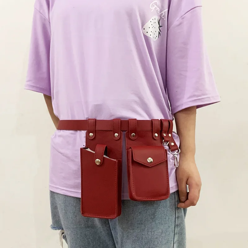 Two Piece Locomotive Package New Phone Bags Female Crossbody Fashionable PU Belt Waist Bag Trendy Crossbody Bag