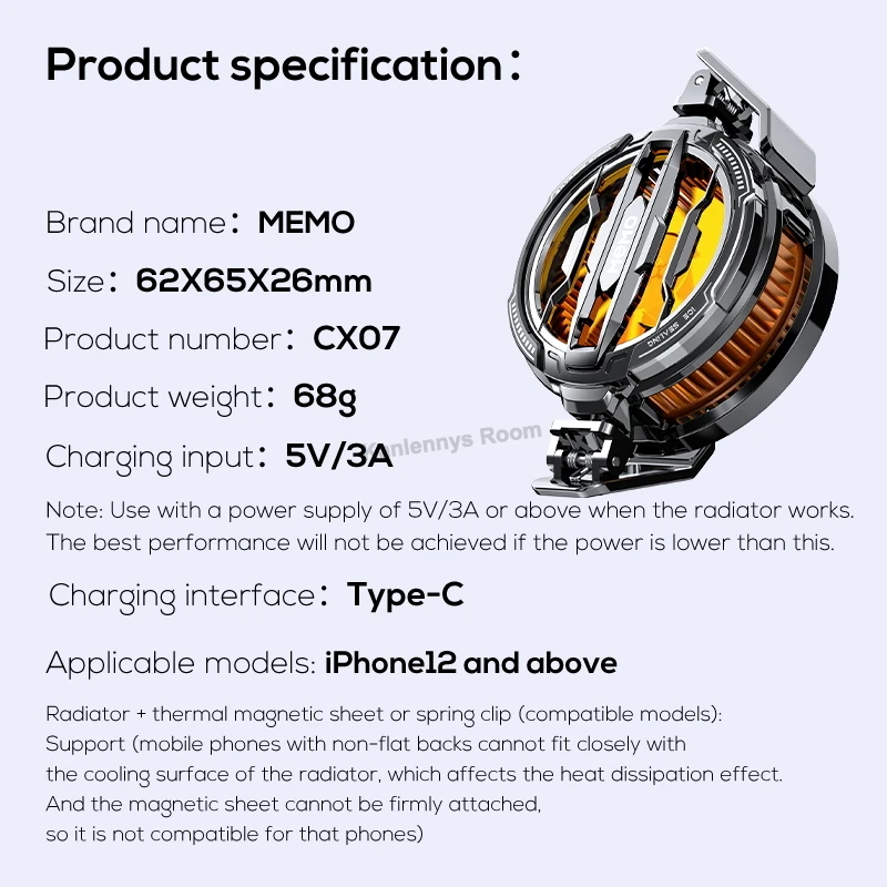 MEMO CX06 CX07 CX08 Frozen Mobile Phone PUBG Game Cooler Semiconductor Cooling Radiator Magnetic Back-clip 2 in 1 Cool Heat Sink