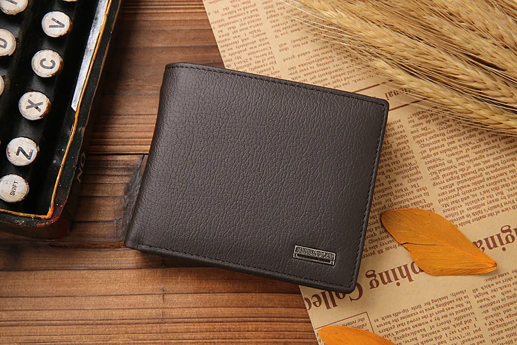 JINBAOLAI Retro Short Men Wallets Genuine Leather Credit Card Holder Waterproof Men Classic Coin Pocket Black Male Wallet