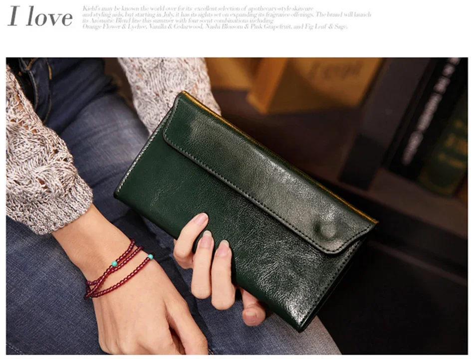 Slim Purse Genuine Leather Women Wallet  Luxury Female Long Clutch Coin Phone Wallets and Purses Ladies Card Holder Vallet