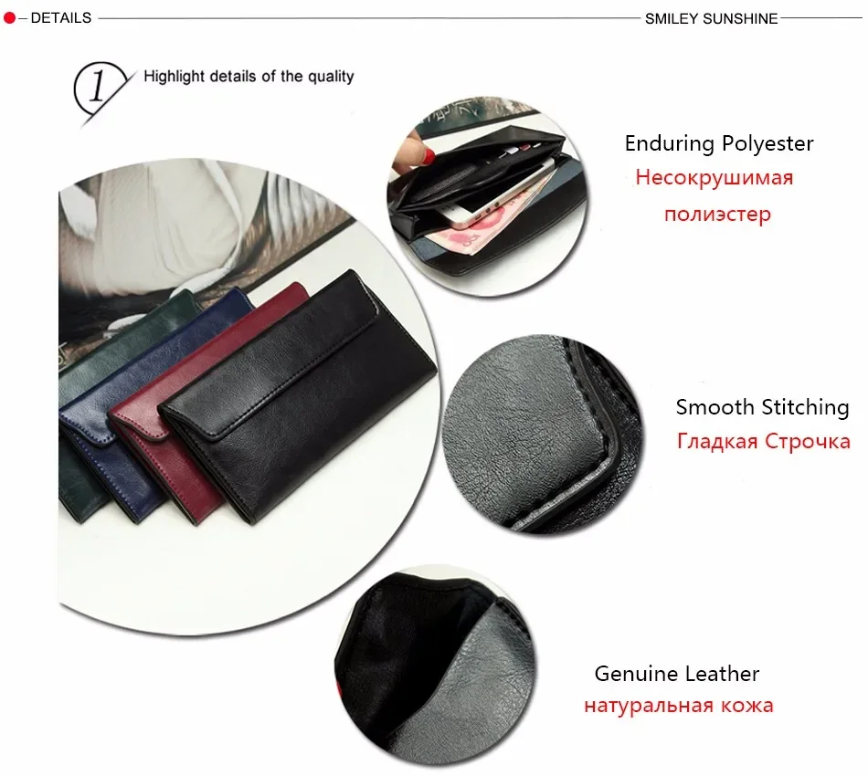 Slim Purse Genuine Leather Women Wallet  Luxury Female Long Clutch Coin Phone Wallets and Purses Ladies Card Holder Vallet