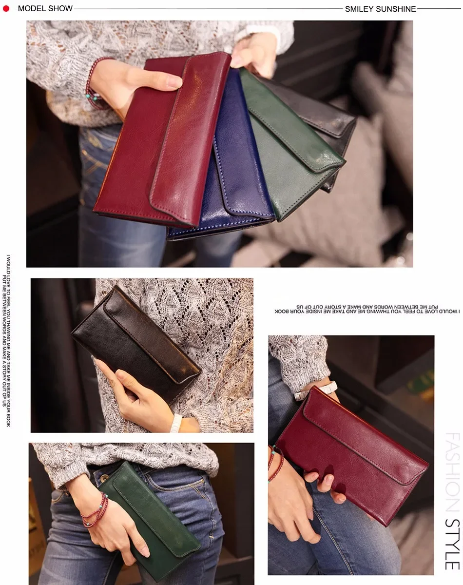 Slim Purse Genuine Leather Women Wallet  Luxury Female Long Clutch Coin Phone Wallets and Purses Ladies Card Holder Vallet