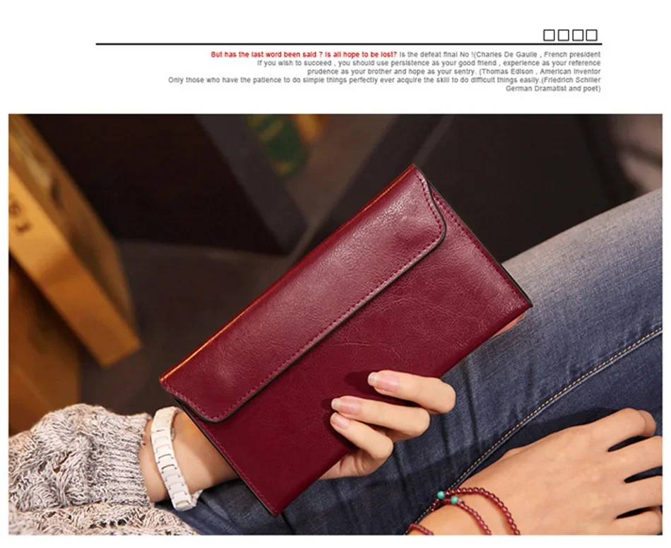 Slim Purse Genuine Leather Women Wallet  Luxury Female Long Clutch Coin Phone Wallets and Purses Ladies Card Holder Vallet