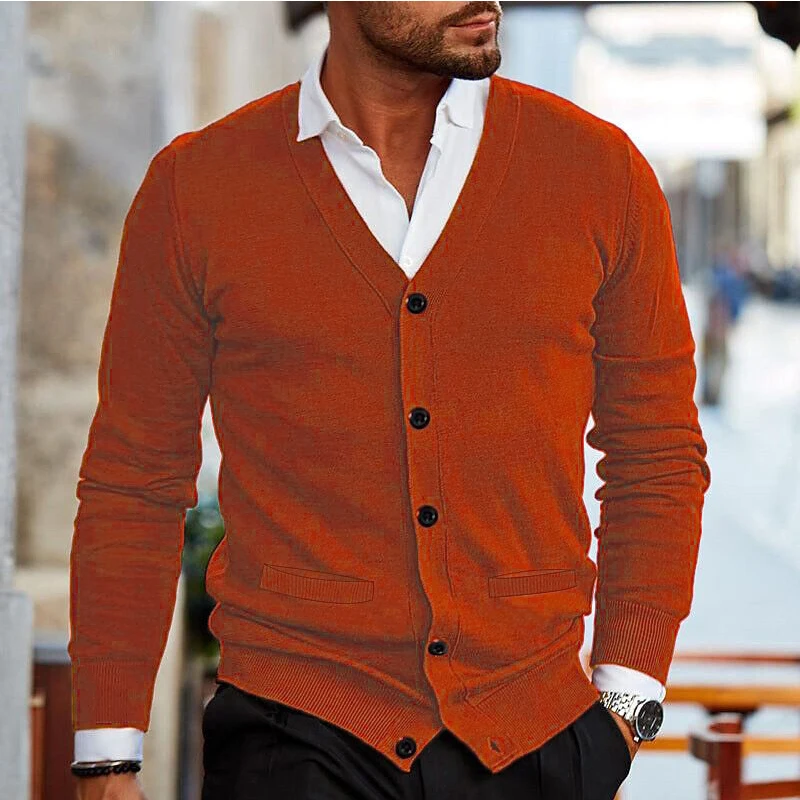2026Men's V-neck Casual Cardigan, Simple Warm Slim Fit Knitted Sweater, Suitable for Spring and Autumn Seasons
