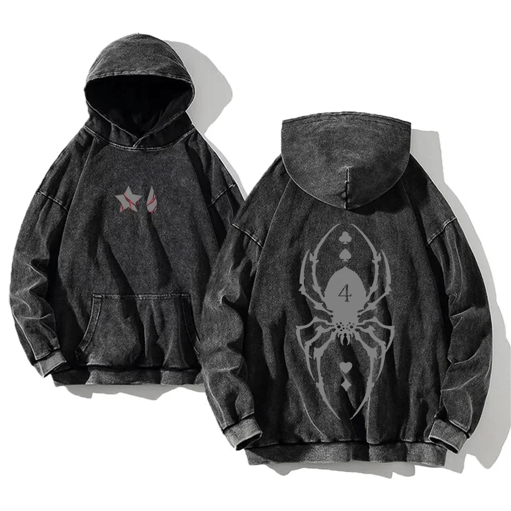 2024 Anime Hunter X Hunter Washed Hoodies Manga Printed Hoodies For Men Harajuku Pullover Contains Cotton Sweatshirts Clothing