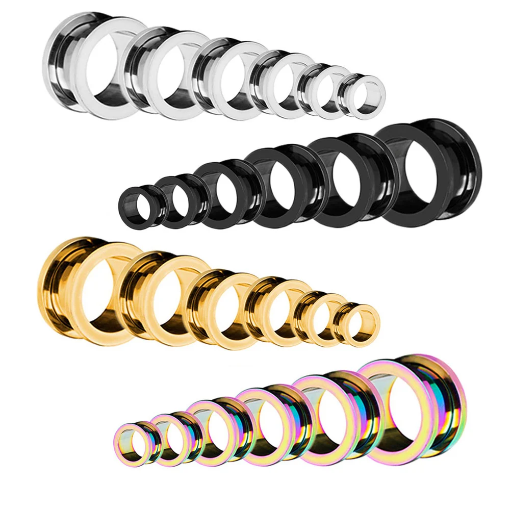 2PCS Multi Color Steel Screw Fit Tunnel Ear Plug Stretcher Gauge 3-25mm Ear Lobe Tunnel Expander