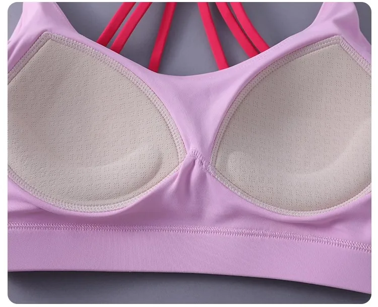 Women Sexy Yoga Bra Cross Back Thin Sports Strappy Underwear Casual Gym Fitness Bra