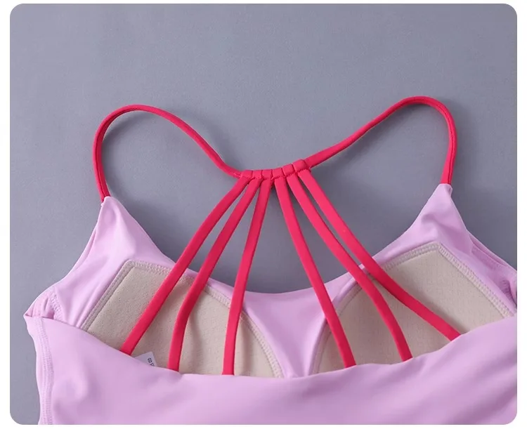 Women Sexy Yoga Bra Cross Back Thin Sports Strappy Underwear Casual Gym Fitness Bra