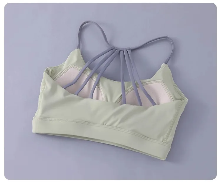 Women Sexy Yoga Bra Cross Back Thin Sports Strappy Underwear Casual Gym Fitness Bra