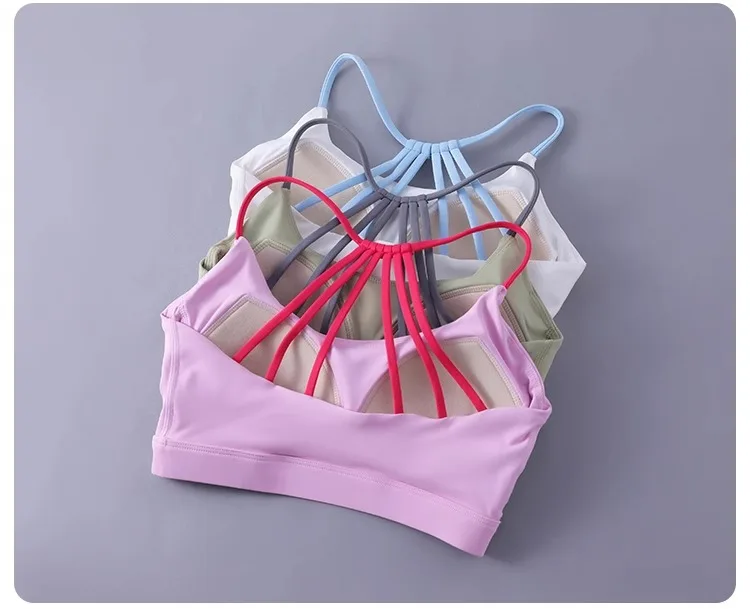 Women Sexy Yoga Bra Cross Back Thin Sports Strappy Underwear Casual Gym Fitness Bra