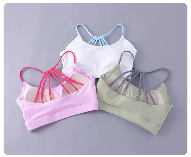 Women Sexy Yoga Bra Cross Back Thin Sports Strappy Underwear Casual Gym Fitness Bra