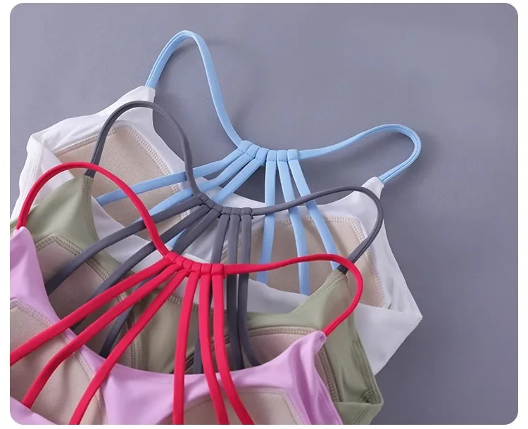 Women Sexy Yoga Bra Cross Back Thin Sports Strappy Underwear Casual Gym Fitness Bra