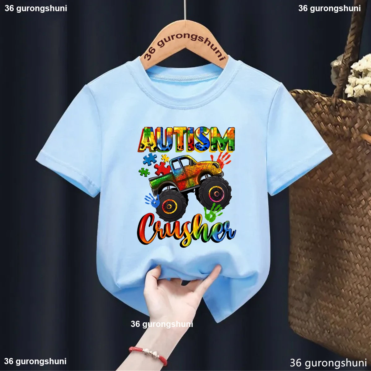Autism Boys T Shirt Short Sleeves Tops Girls Baby Children Clothing Summer Tshirt Car Printing Autism Kids Tee Toddler Clothes