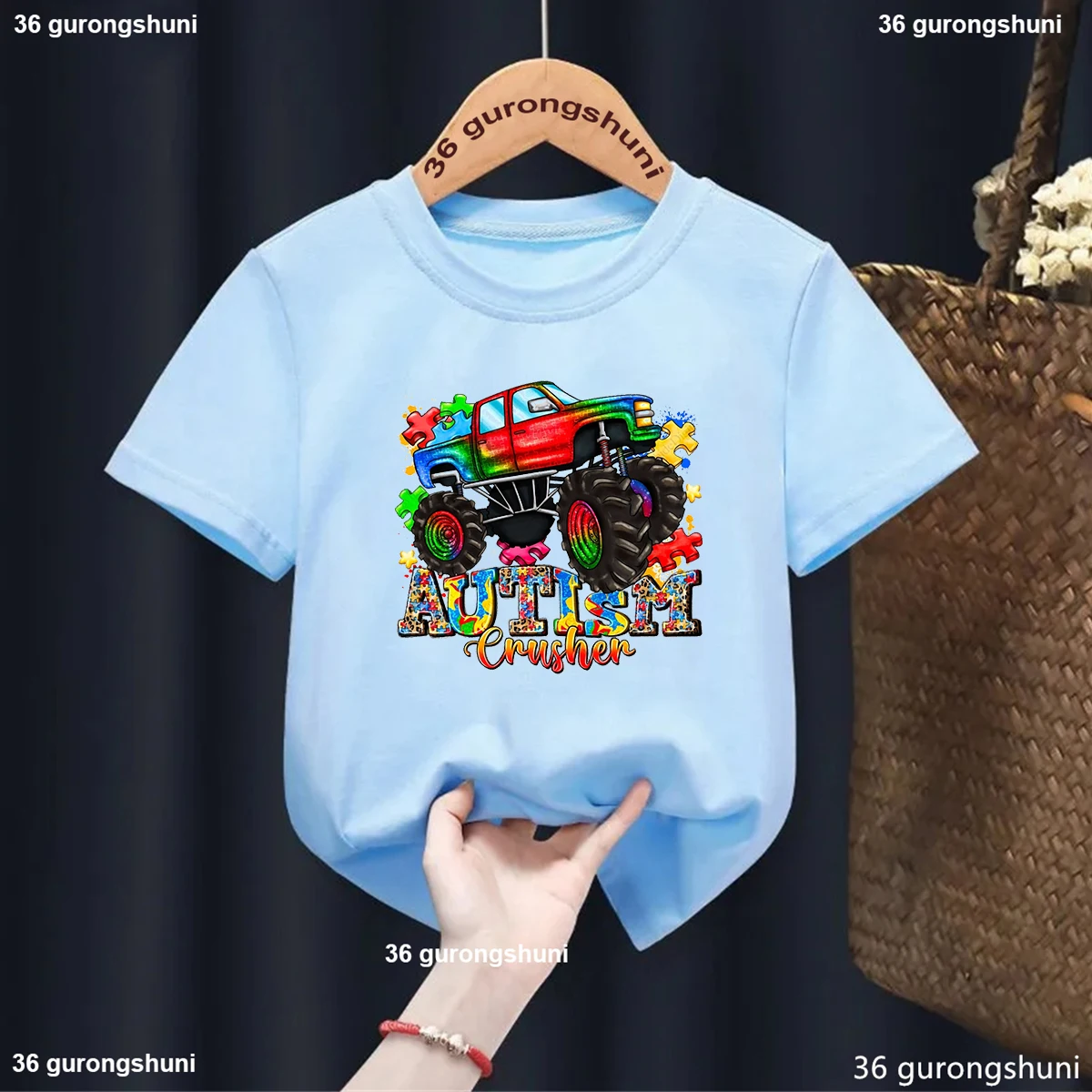 Autism Boys T Shirt Short Sleeves Tops Girls Baby Children Clothing Summer Tshirt Car Printing Autism Kids Tee Toddler Clothes