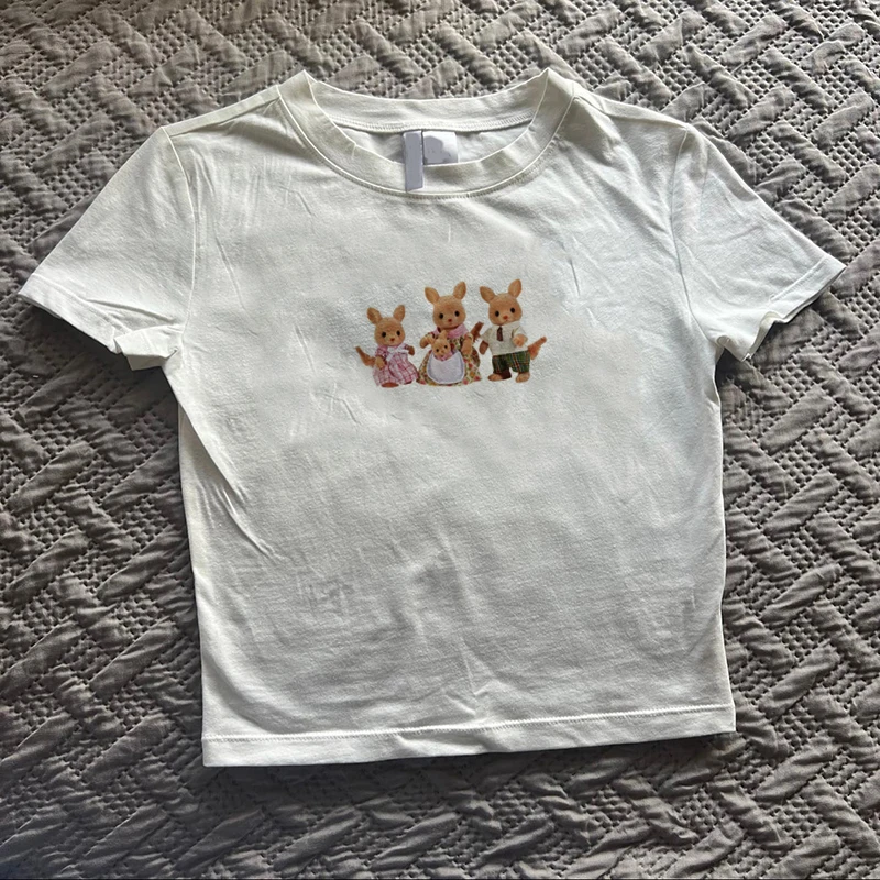 2000s Top Women Fashion Punk Emo Girls Aesthetics Letter Print Baby Tees Y2k Style Streetwear Short Sleeve Cute Vintage Crop Top