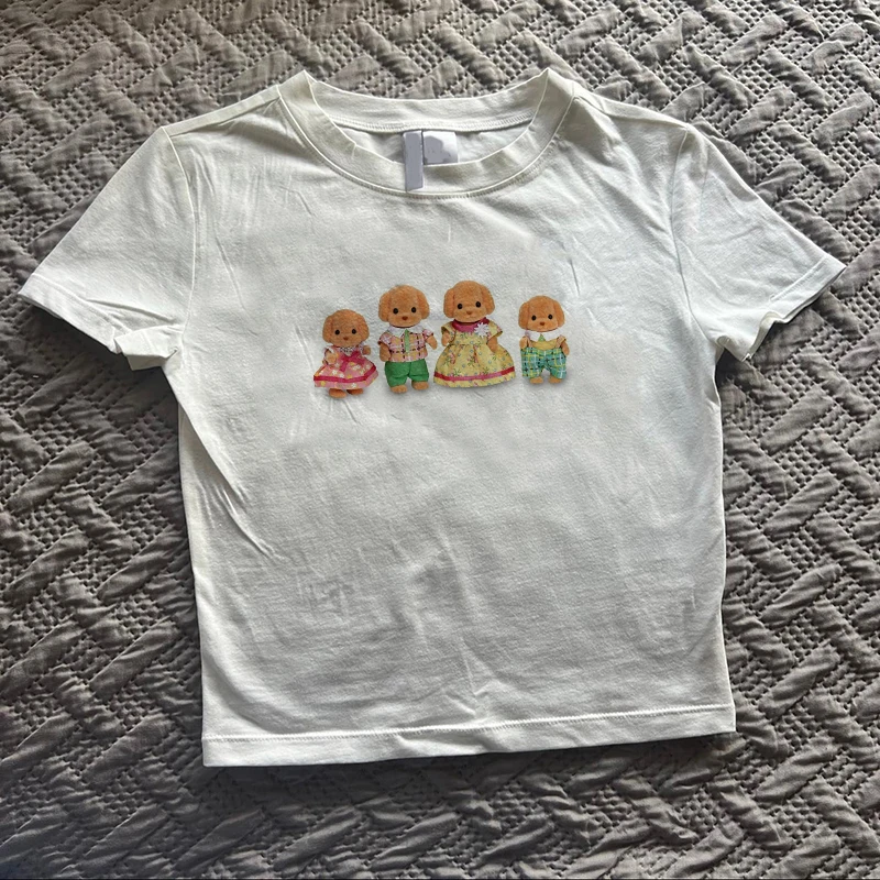 2000s Top Women Fashion Punk Emo Girls Aesthetics Letter Print Baby Tees Y2k Style Streetwear Short Sleeve Cute Vintage Crop Top