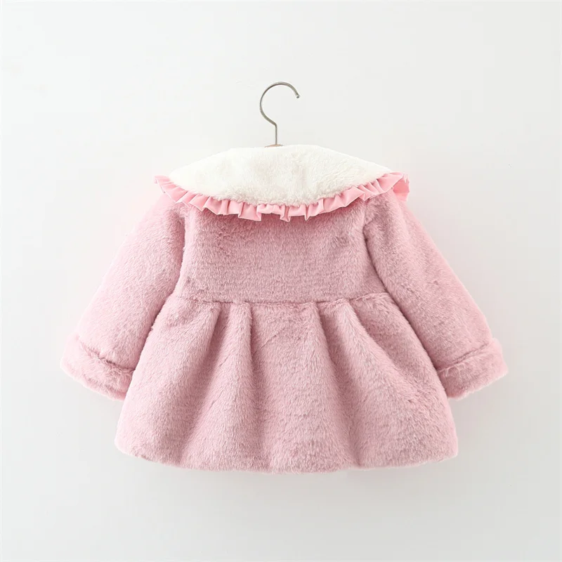 2Pcs/set Adorable Winter Children Furry Clothes Sweet Bow Soft Warm Coat 0-3 Years Old Kid Overcoat + Bag Children New Year Wear