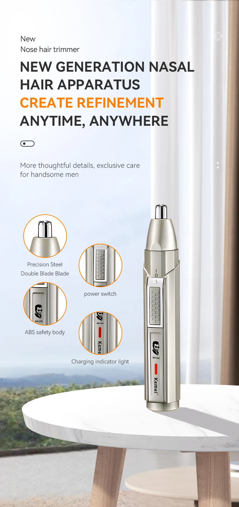 Origina Kemei all in one Rechargeable Ear Nose Hair Trimmer For Men&Women Electric Eyebrow Beard Trimer Neckline Face Grooming
