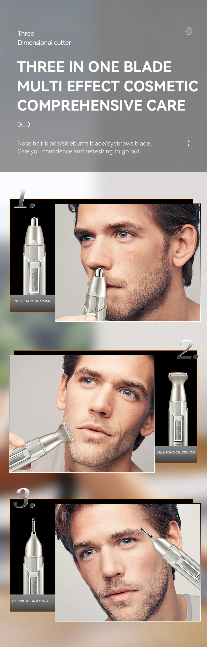 Origina Kemei all in one Rechargeable Ear Nose Hair Trimmer For Men&Women Electric Eyebrow Beard Trimer Neckline Face Grooming