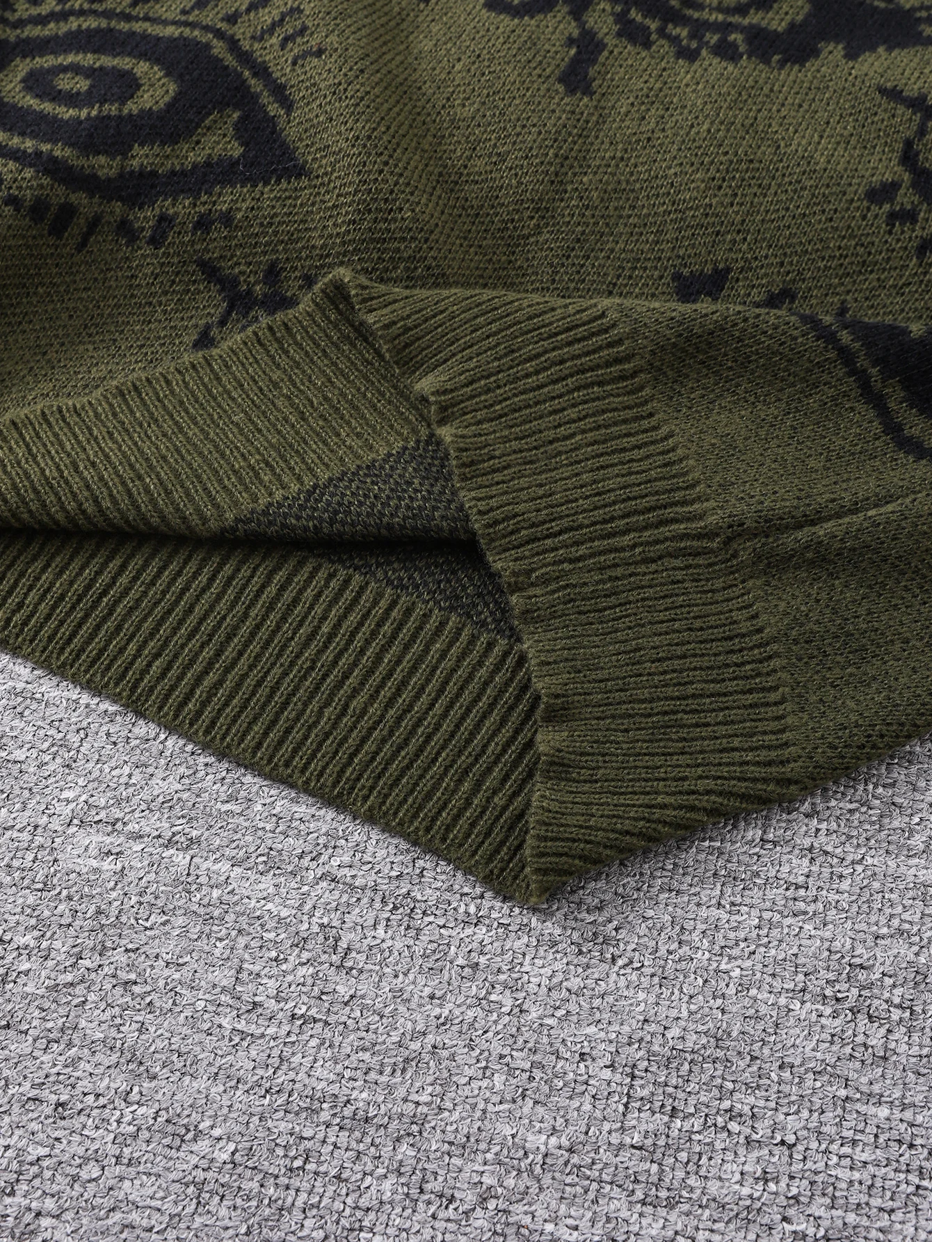 New Popular Autumn and Winter Abstract Eye Jacquard Pattern Pullover Sweater Casual Round Neck Knitted Men's Pullover