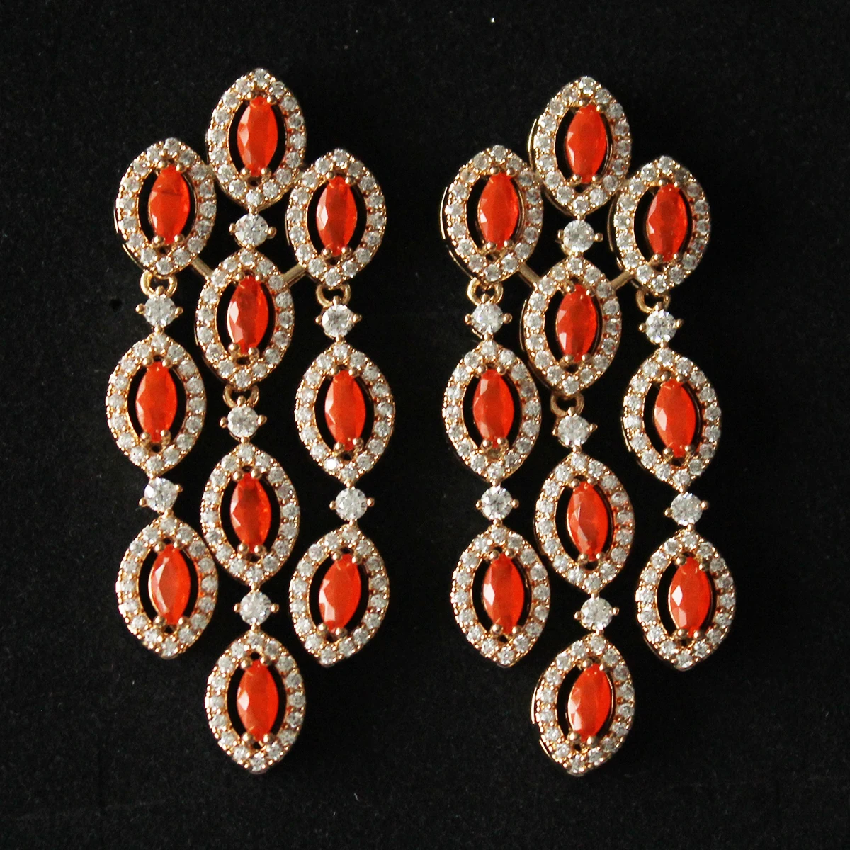 Women Earrings Orange Blue Purple Zircon Shiny Wedding Evening Party Luxury Jewelry Water Drop Dangle Tassel Earrings Gift