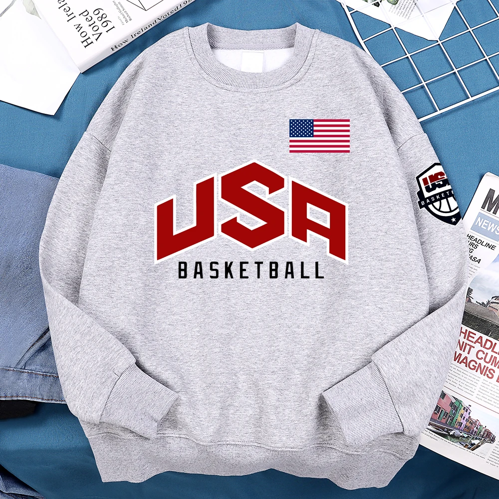 USA Basketballer Printed Street Casual Hoody Men Women Hip Hop Oversized Clothing Loose Warm Fleece Sweatshirts Couple Hoodies