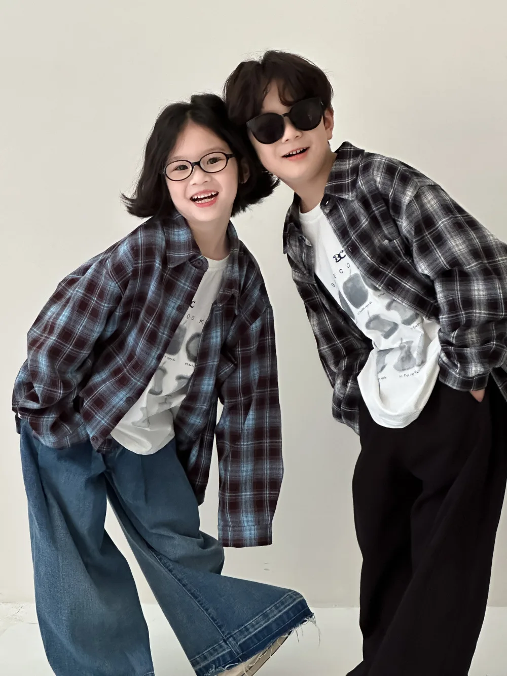 Children's Shirt 2024 Autumn Boys and Girls Korean Version Velvet Plaid Shirt Children's Casual Versatile Loose Long Sleeve Top