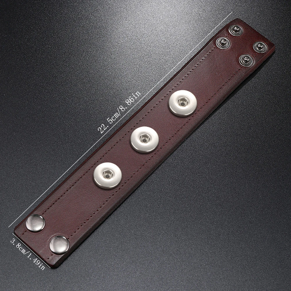 Fashion Weave Punk Rock 051 Real Genuine Leather Fit 18mm Snap Button Bangle Bracelet Charm Jewelry For Women Men