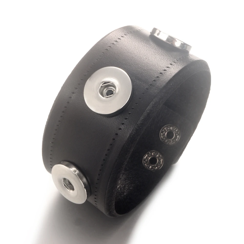 Fashion Weave Punk Rock 051 Real Genuine Leather Fit 18mm Snap Button Bangle Bracelet Charm Jewelry For Women Men