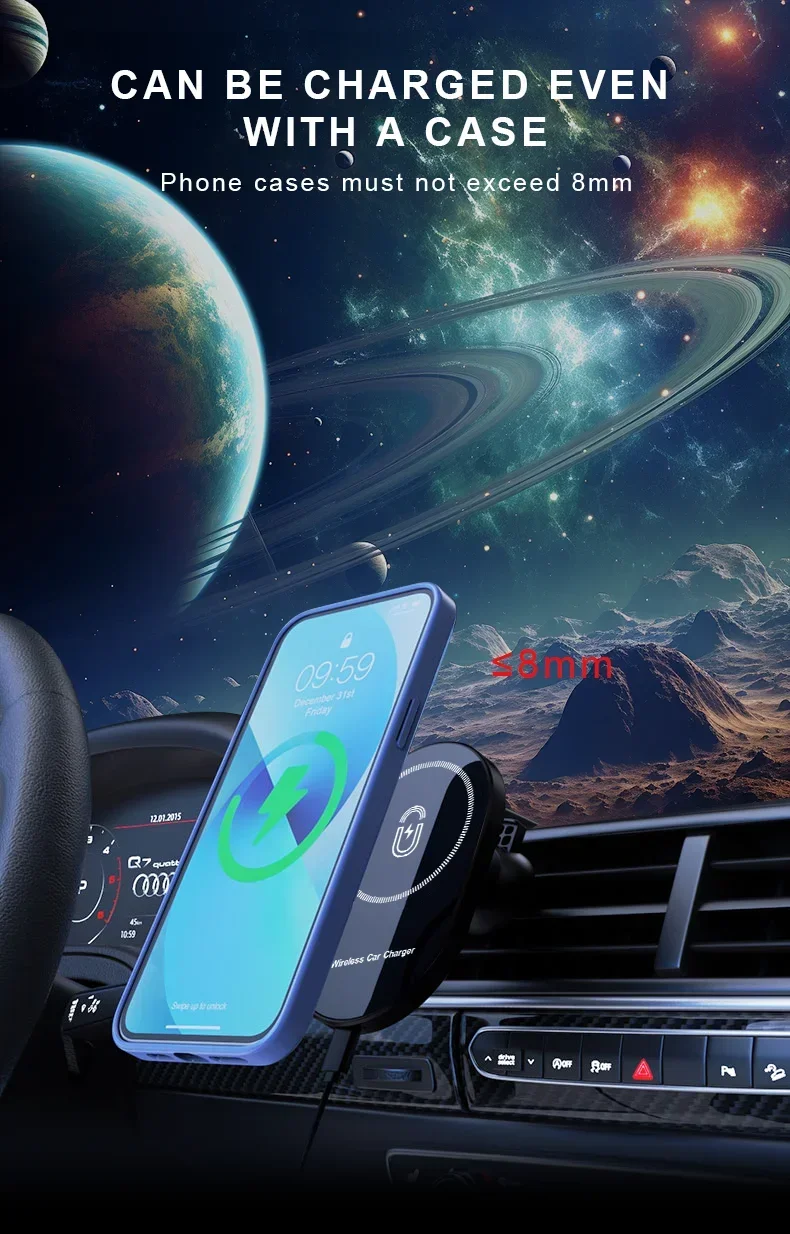 Magnetic Car Wireless Chargers Air Vent Phone Holder For Magsafe iPhone 17 16 15 14 13 12 Pro Max Car Fast Charging Station