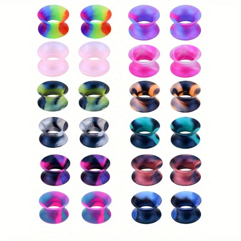 24pcs Acrylic Plastic Ear Expander Ear Stretcher Ear Gauge Pack Set Multiple Colors Available 6mm/8mm/10mm/12mm Body Piercing