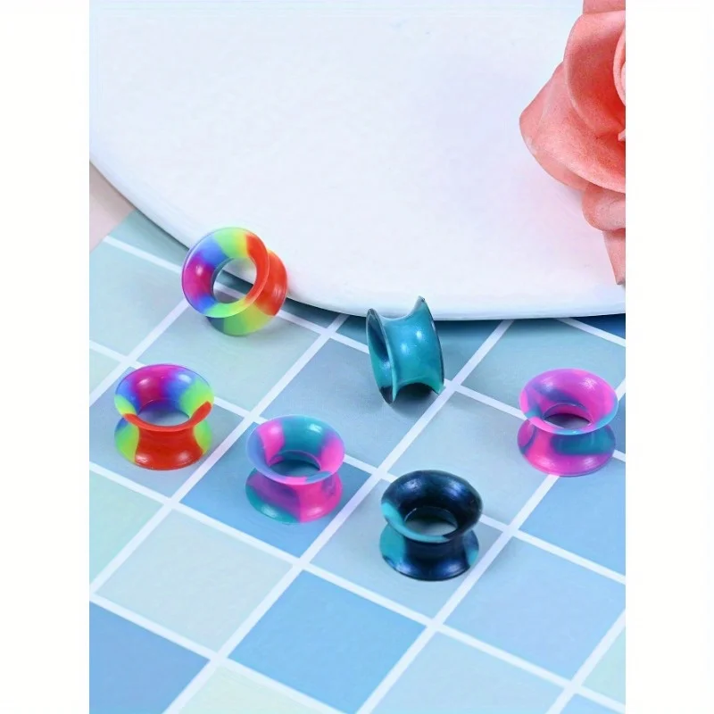24pcs Acrylic Plastic Ear Expander Ear Stretcher Ear Gauge Pack Set Multiple Colors Available 6mm/8mm/10mm/12mm Body Piercing