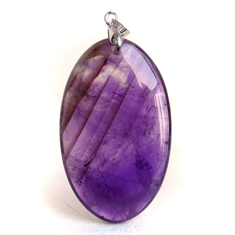 Crystal Fashion Jewelry Amethyst Oval Pendant Necklace Ladies Handmade Natural Gemstone Charm Necklace for Women Men Gift BR389