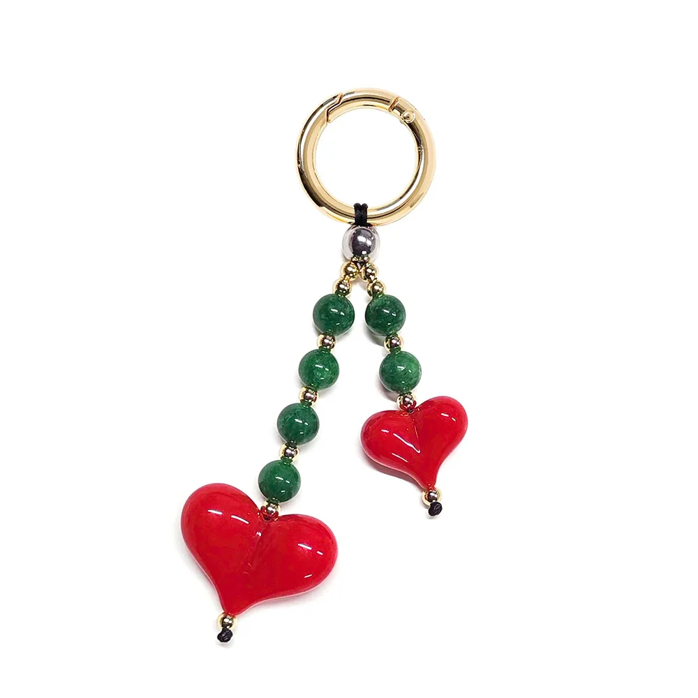HERLOOK Bag Charm for Women Big Love Heart Keychain Beads Chain for Key & Bags Trendy Y2K Accesories
