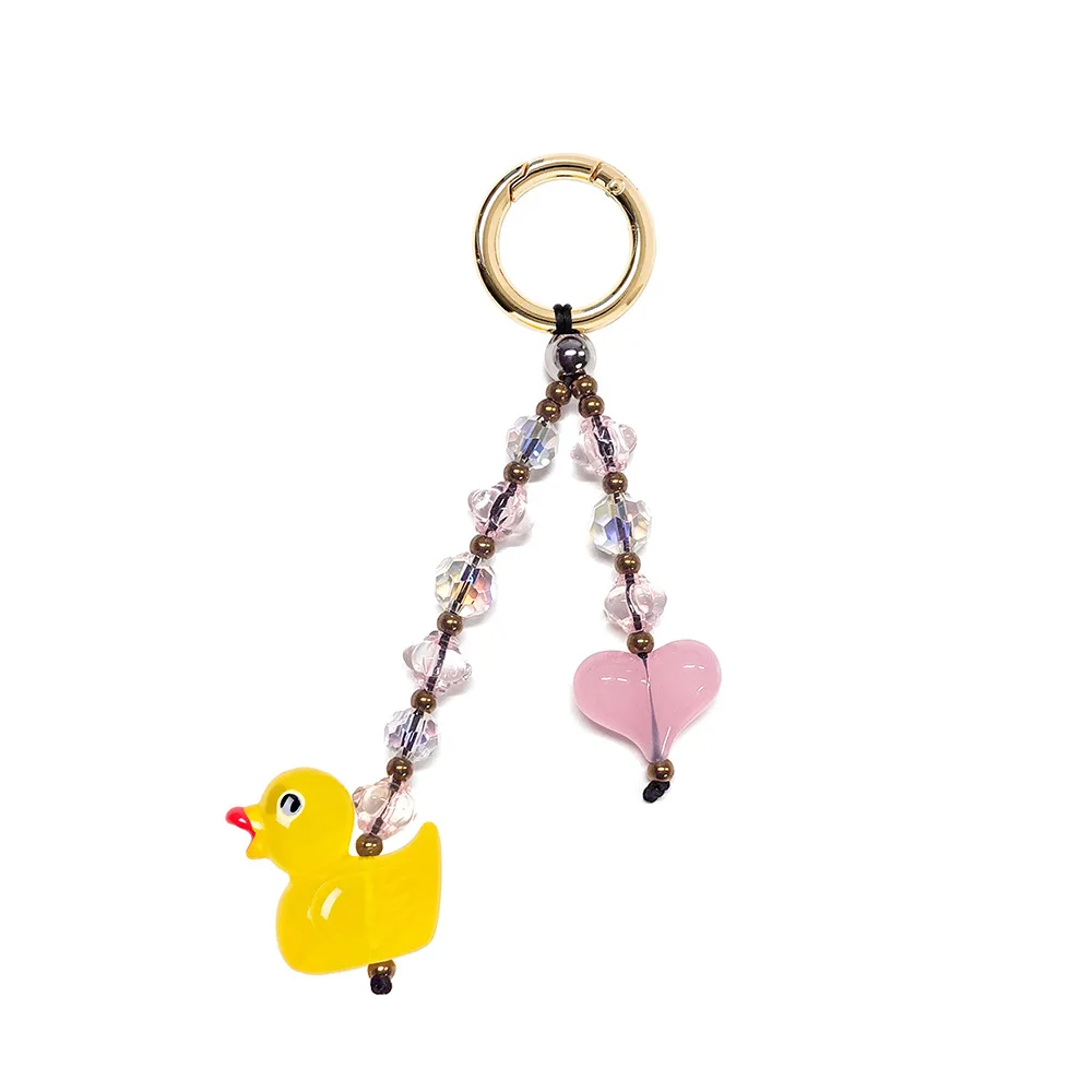 HERLOOK Bag Charm for Women Big Love Heart Keychain Beads Chain for Key & Bags Trendy Y2K Accesories